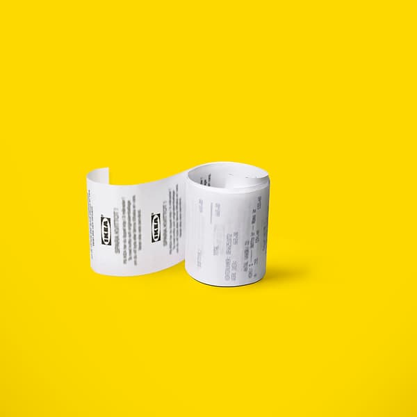 IKEA receipt, symbolising the transition from printed to digital receipts.