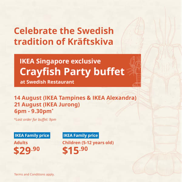 IKEA Singapore Crayfish Party Buffet 2026 at the Swedish Restaurant