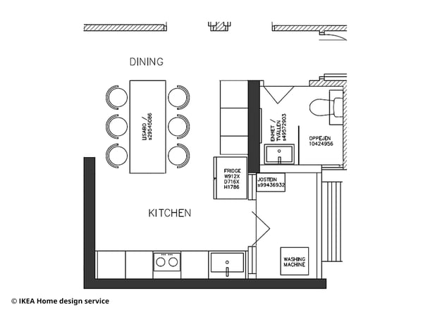 IKEA Singapore Home Design Service Testimonial 01 - Kitchen/Dining room floor plan closeup