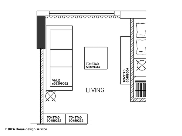 IKEA Singapore Home Design Service Testimonial 01 - Living room floor plan closeup