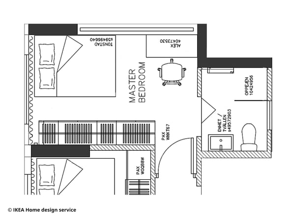 IKEA Singapore Home Design Service Testimonial 01 - Master bedroom floorplan closeup