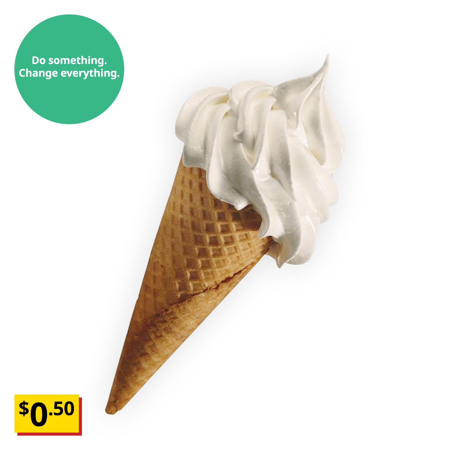 IKEA Singapore's Swedish Bistro ice-cream — Soya ice-cream. A sustainability communication on the top left corner overlaying image in green with white text that reads 