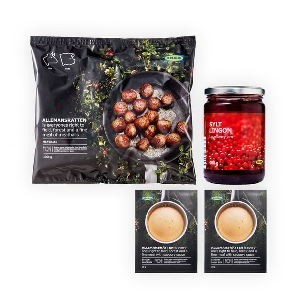 IKEA Singapore's Swedish Food Market popular combos — Combo 1, Meatballs, 1kg; 2 boxes of cream sauce mix, 28g; Lingonberry jam, 400g