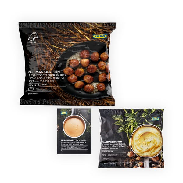 IKEA Singapore's Swedish Food Market popular combos — Combo 3, Chicken meatballs, 500g; Mix for cream sauce, 28g, Mashed potatoes, 600g