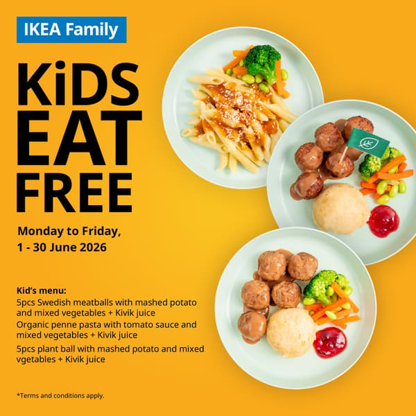 IKEA Singapore's Swedish Restaurant — KiDS EAT FREE from 1-30 June 2026, weekdays only