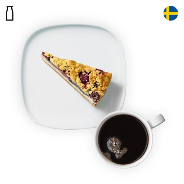 IKEA Singapore's Swedish Restaurant's breakfast — B A dairy food symbol in black on the top left corner.