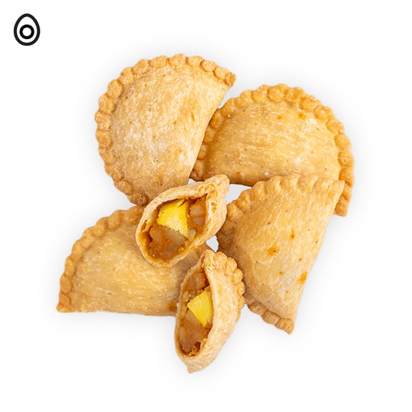 IKEA Singapore's Swedish Restaurant's breakfast — Curry puffs with egg  food symbol in black on the top left corner