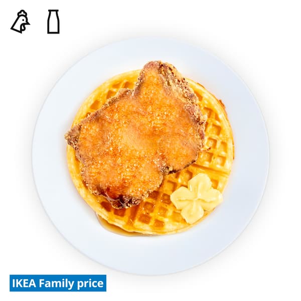 IKEA Singapore's Swedish Restaurant's IKEA Family offer — Crispy fried chicken cutlet on Waffle serve with maple syrup & butter