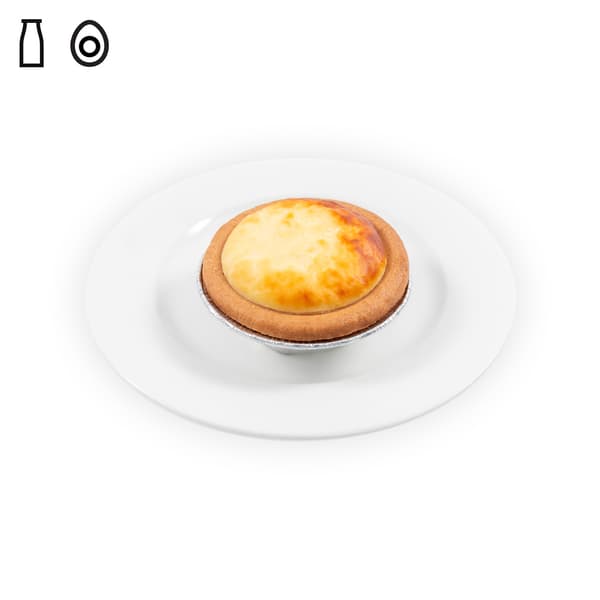 IKEA Singapore's Swedish Restaurant's menu — Cheese tart with dairy food symbol in black on the top left corner.