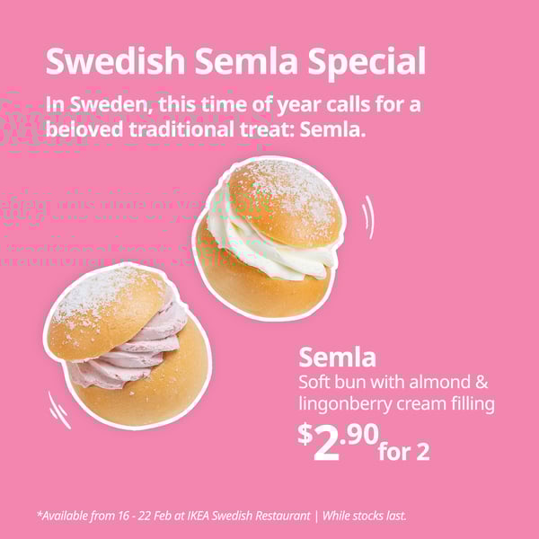 IKEA Singapore's Swedish Restaurant's Swedish Semla Special — Soft bun with almond & lingonberry cream filling.