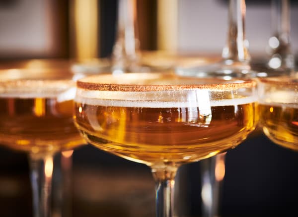 IKEA STORHET champagne coupes can be adorned with edible gold for a super luxurious look.