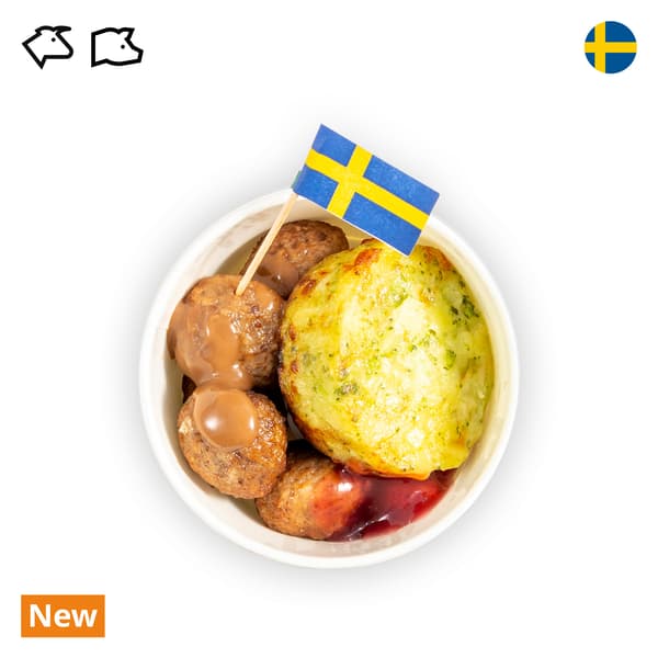 IKEA Tampines Swedish Bistro at Level 1 — Swedish meatballs in a cup with a vegetable medallion