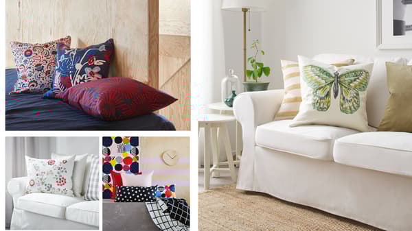IKEA termékek kollázsa. A kép fókuszában a párnahuzat áll.
