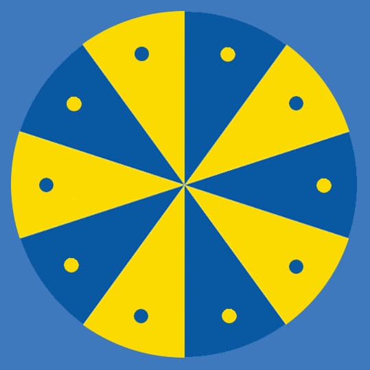 IKEA Wheel of Fortune in blue and yellow