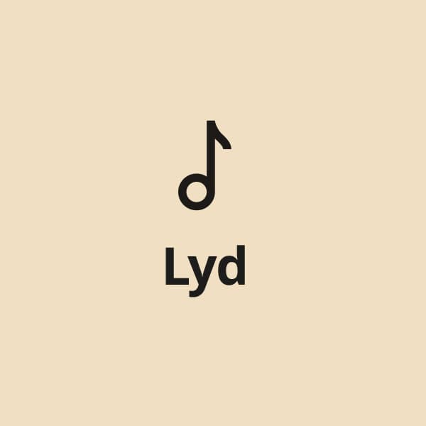 Ikon for lyd på beige baggrund.