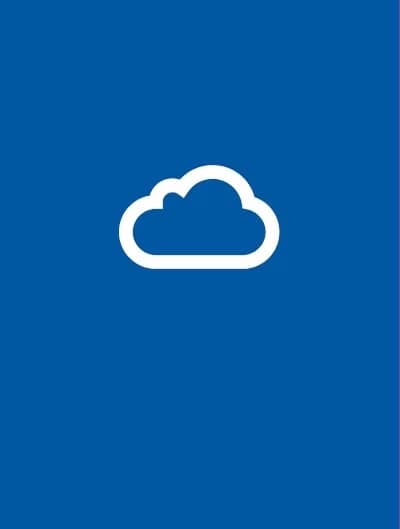 Ikona obláčku na modré.