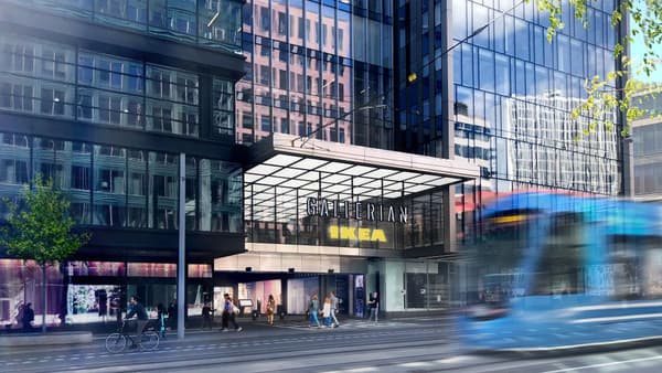 Illustration av IKEA cityvaruhuset i Stockholm