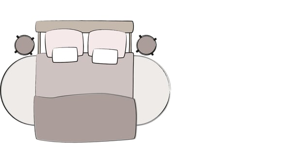 illustration de tapis de chevet ronds pour lit double