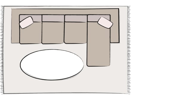 illustration d'un tapis 8 x 11 pour causeuses avec méridienne