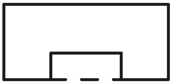 illustration einer Arbeitsplatte 
mit einer einkerbung in der mitte unten