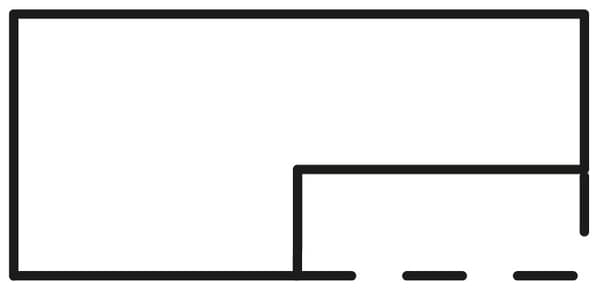 illustration einer Arbeitsplatte 
mit einer Freilassung rechts unten