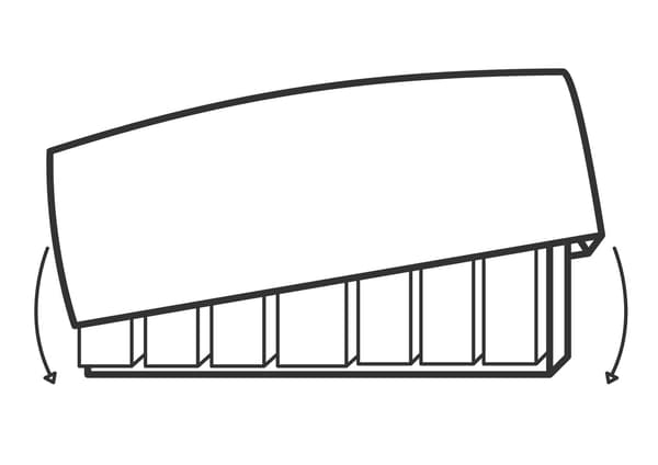 Illustration showing the  curtain sleeve being placed over the headboard.