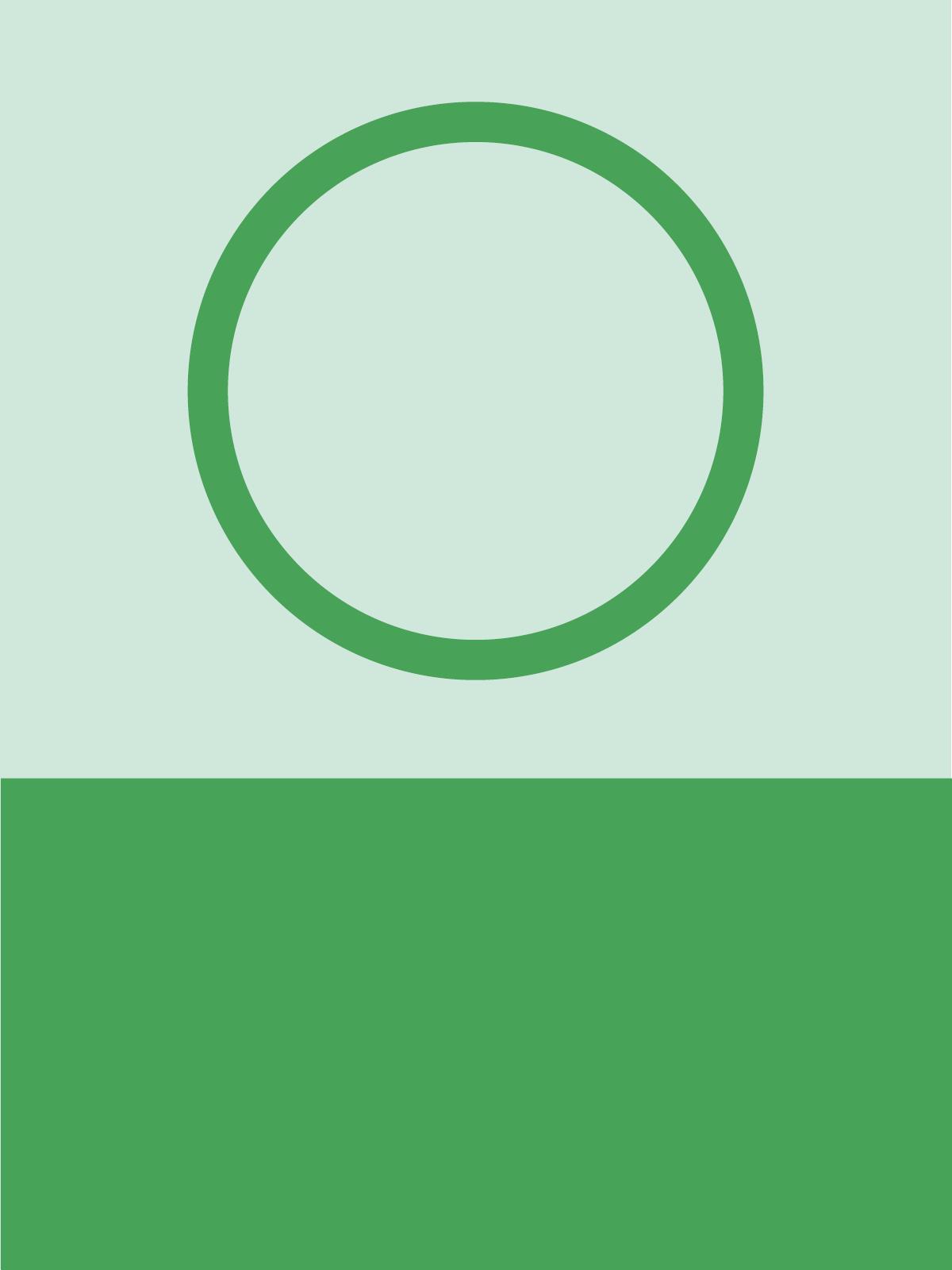illustration von einem grünen Kreis in einem leicht grünem Quadrat, darunter ein grünes Rechteck