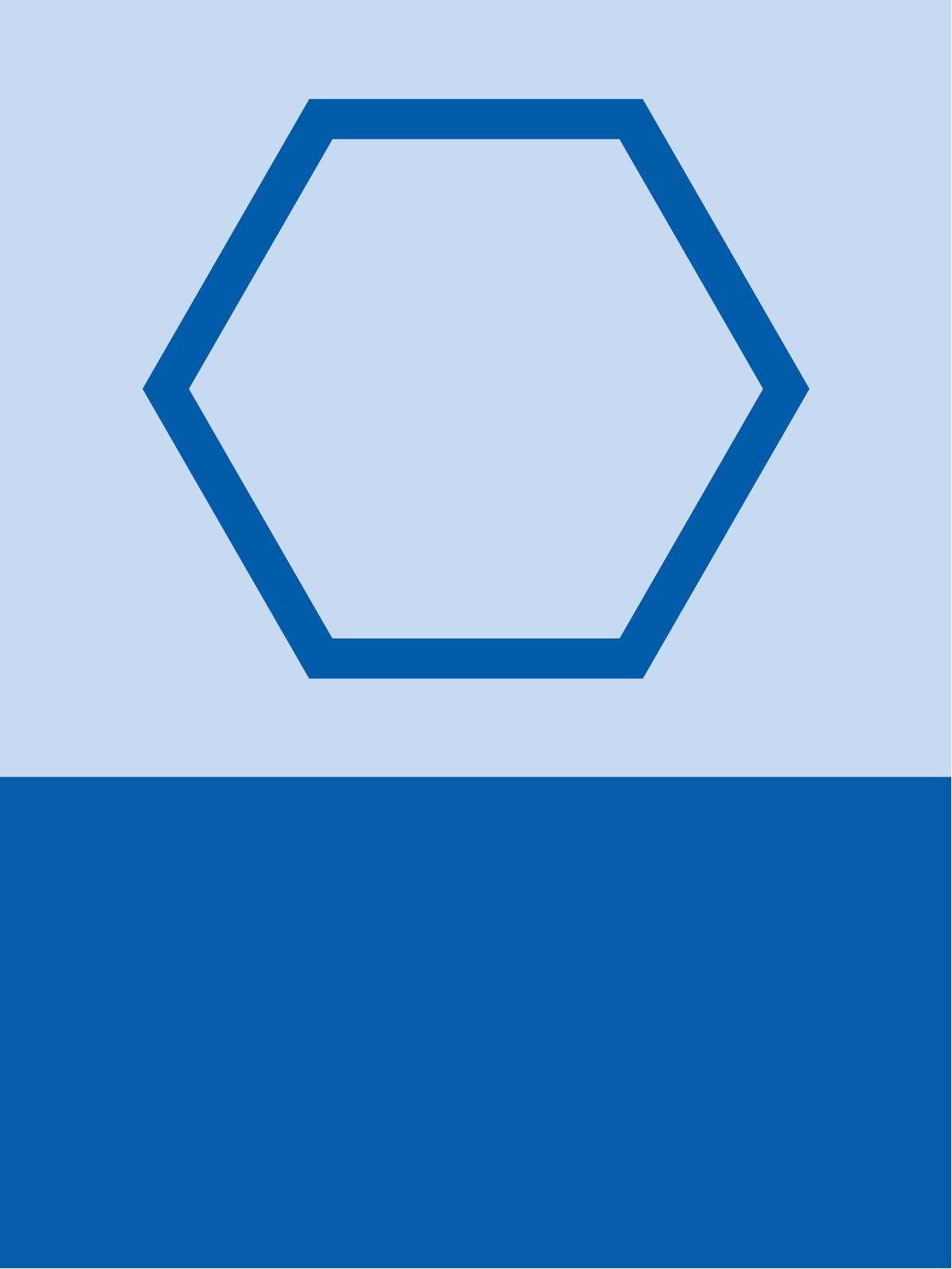 illustration von einem Sechseck in einem leicht blauen Quadrat, darunter ein blaues Rechteck