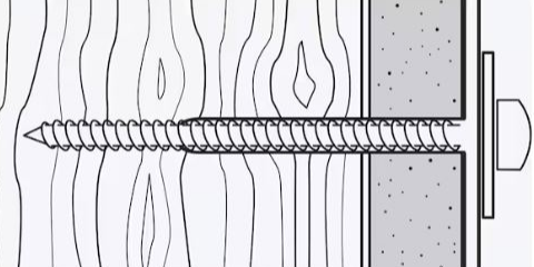 Illustratsioon kruvist, mis on kruvitud läbi materjali, näiteks kipsplaadi, kihi puitu.