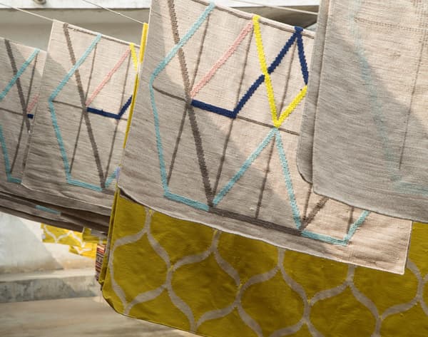 Image of a multicoloured IKEA PS rug.