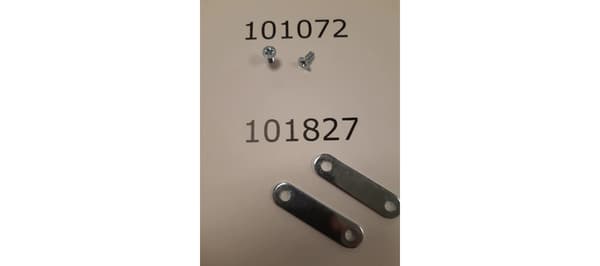 Image of safety fittings- brackets with part number 101827 and screws with part number 101072.