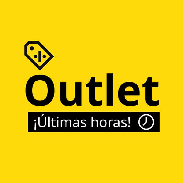 Imagen amarilla con llamado de Outlet y ultimas horas