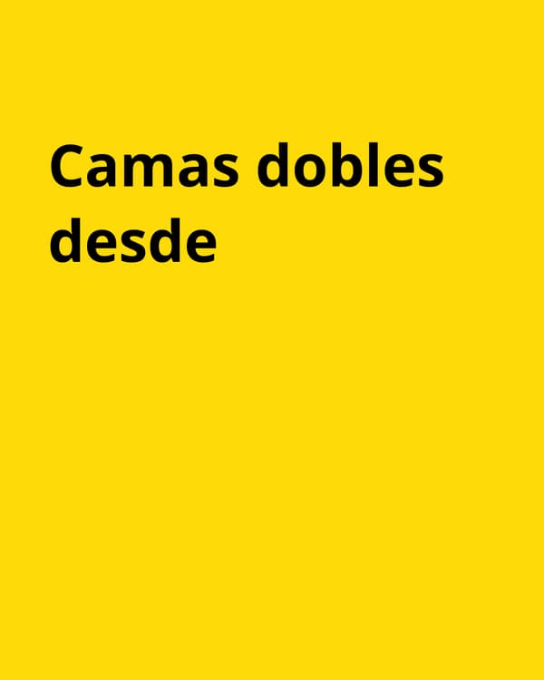 Imagen amarilla outlet con mensaje de camas doble desde