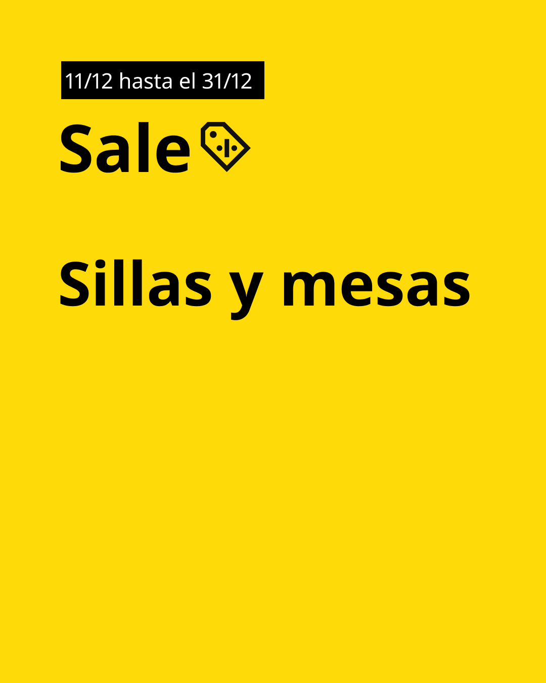 imagen amarilla promocional SALE sillas y mesas