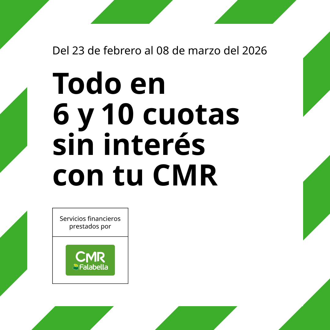 Imagen blanca con borde verde con llamado de Todo en 6 y 10 cuotas sin interés con tu CMR