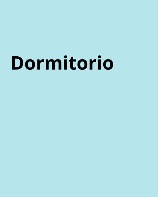 Imagen celeste con texto "dormitorio".
