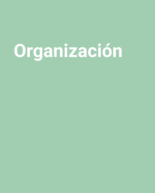 Imagen color menta con texto "Organización".