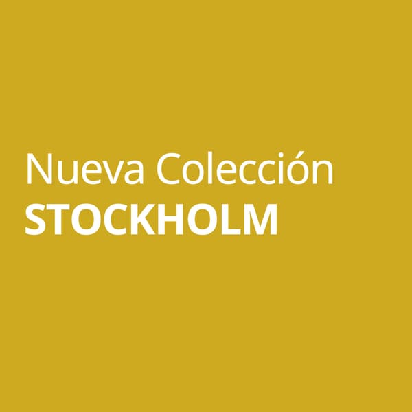 Imagen color mostaza con texto de nueva colección STOCKHOLM