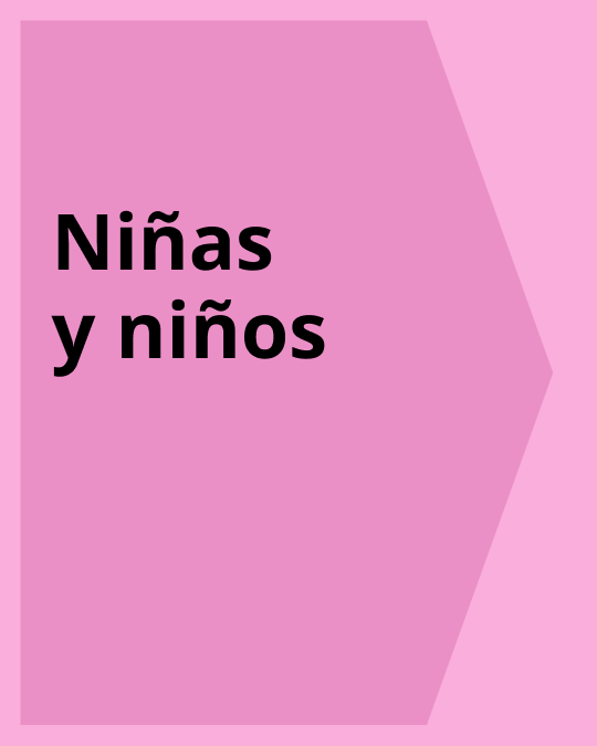 Imagen con dos fondos rosados y las letras niñas y niños en negro.