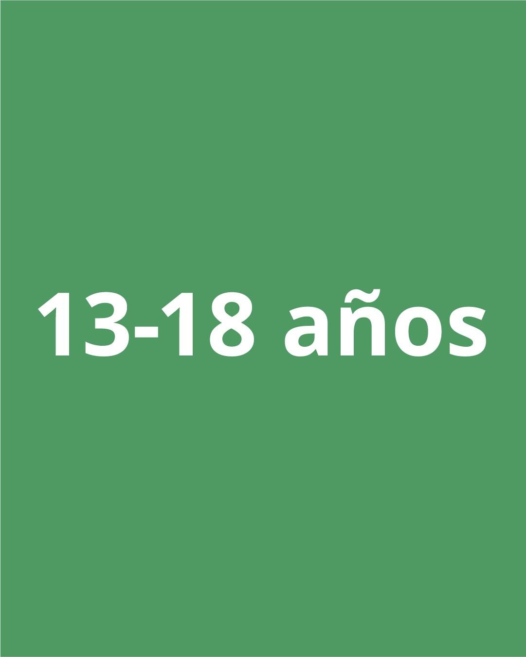 Imagen de fondo verde con el texto "13-18 años".
