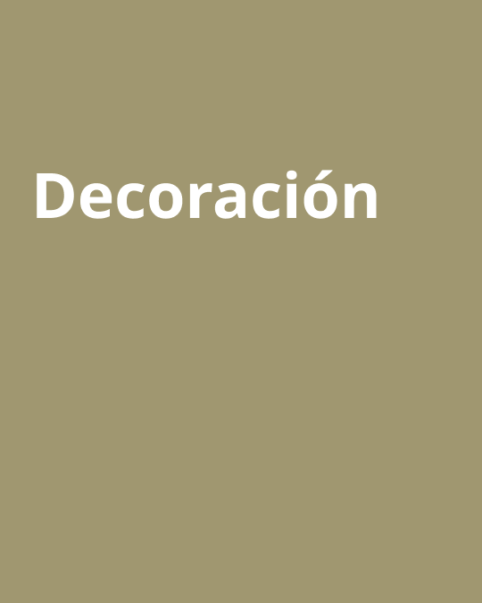 Imagen de fondo verde con texto "Decoración".