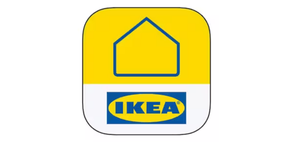 Imagen del logo de la aplicación IKEA Home Smart en los colores azul, blanco y amarillo de IKEA.
