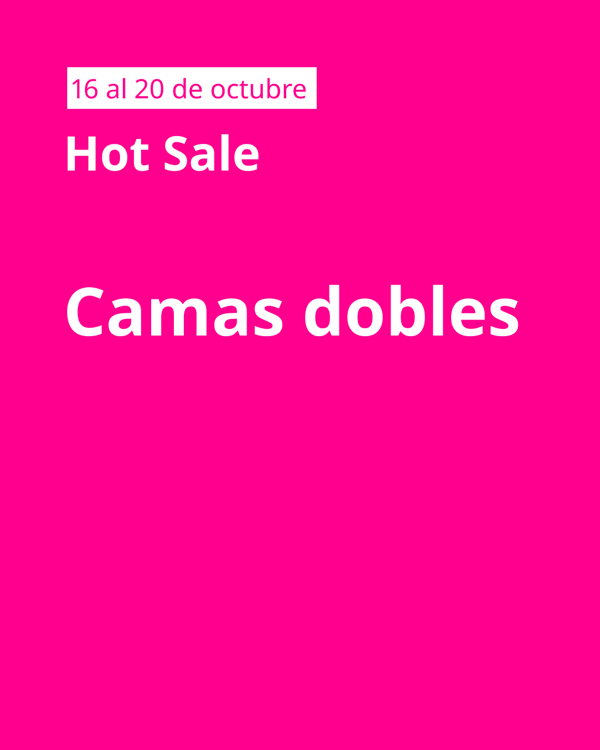Imagen fucsia con llamado de camas dobles en letras blancas de Hot sale.