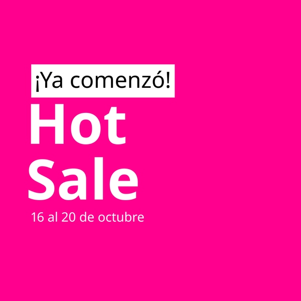Imagen fucsia con llamado de "Ya comenzó Hot Sale"