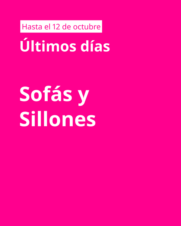 Imagen fucsia con llamado en blanco de Sofás y sillones