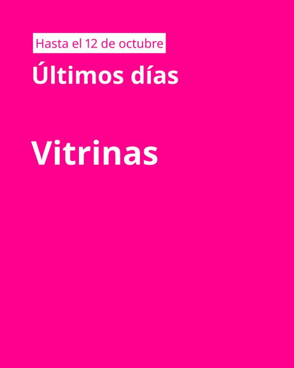 Imagen fucsia con llamado en blanco de Vitrinas