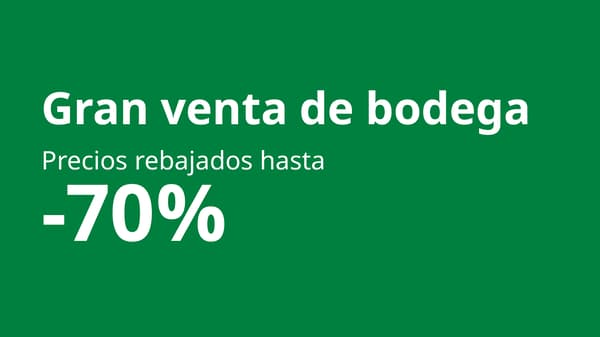 Imagen verde con llamado blanco de gran venta de bodega