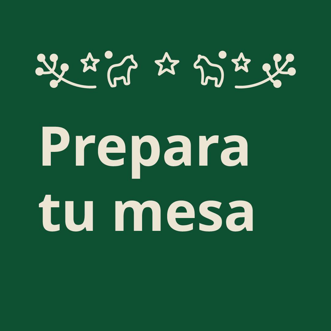 Imagen verde con mensaje de "Prepara tu mesa" bajo campaña de navidad