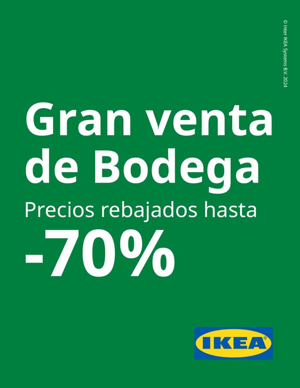 Imagen verde con texto blanco sobre gran venta de bodega
