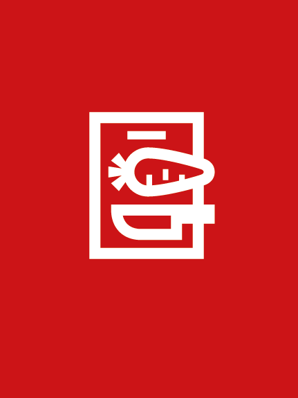 Immagine grafica con un pittogramma di un tagliere e verdure su fondo rosso. Rappresenta l'azione del preparare.